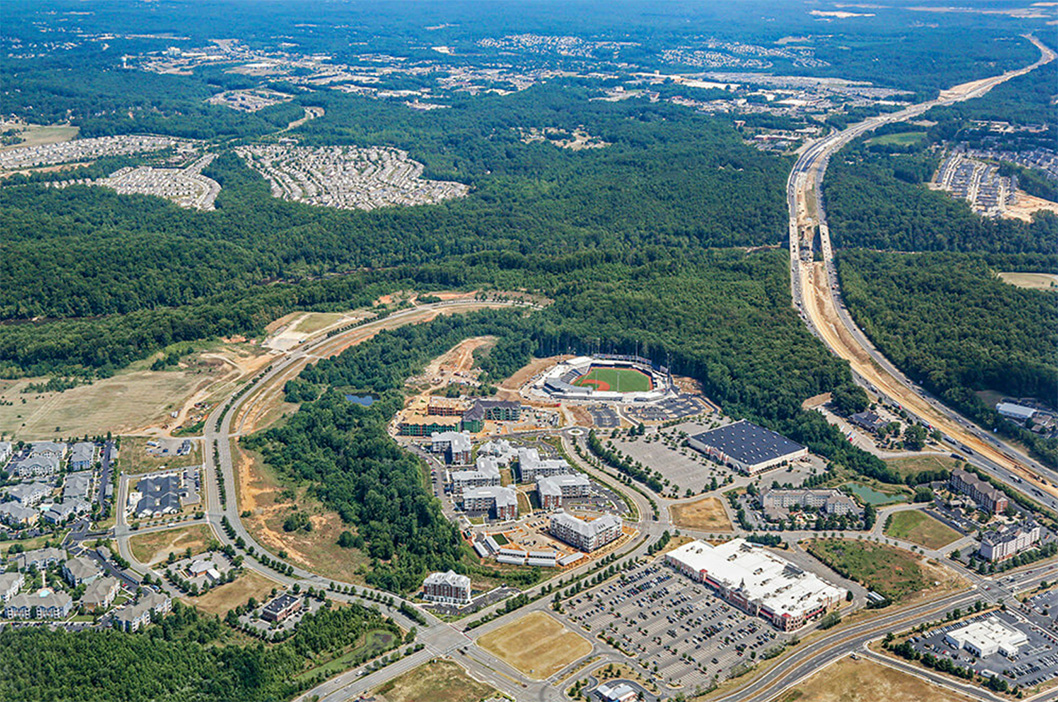 Aerial view of Fredericksburg, Virginia